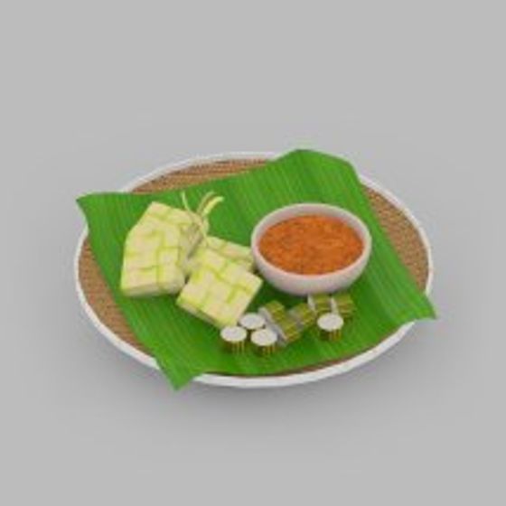 Banana Leaf Plate with Sambal 3D model