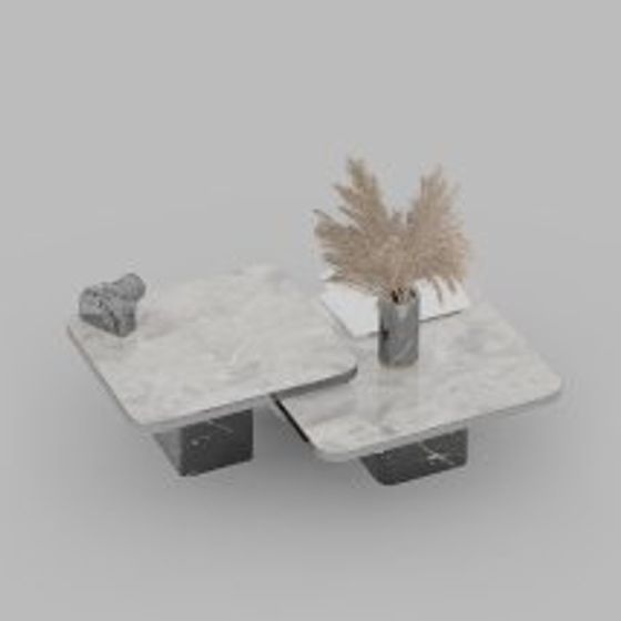 Stylish Marble Coffee Table Set 3D model