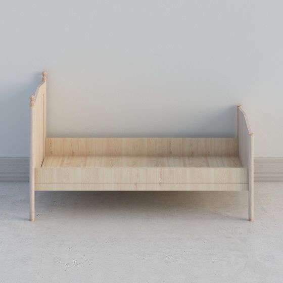 Minimalist Wooden Bed Frame 3D model