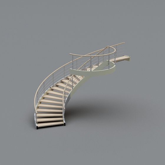 Elegant Low-Polygon Floating Staircase 3D model