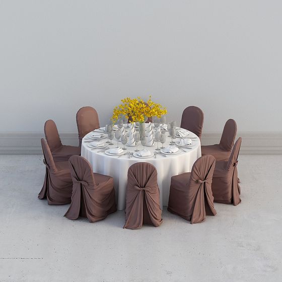 Stylish Low-Polygon Dining Table 3D Model