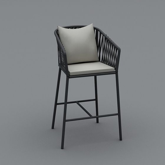 Nordic Inspired Low-Poly Bar Stool 3D Model