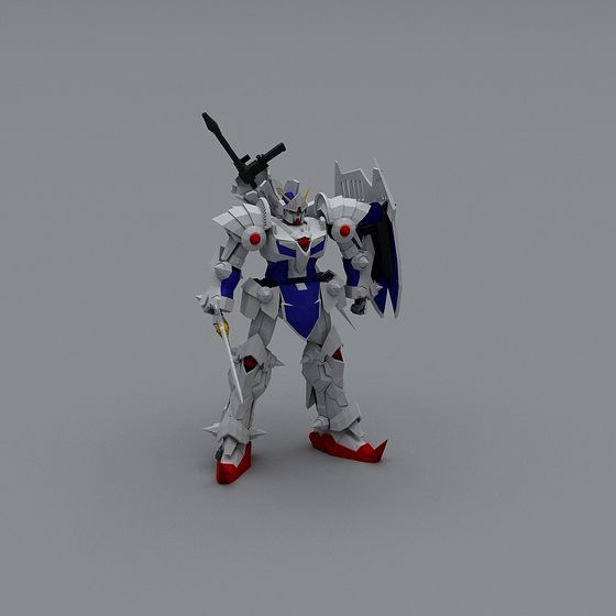 High-Detail Low Poly Gundam 3D model