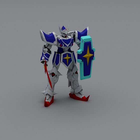 Futuristic Mechanical Guardian Low-Poly 3D model