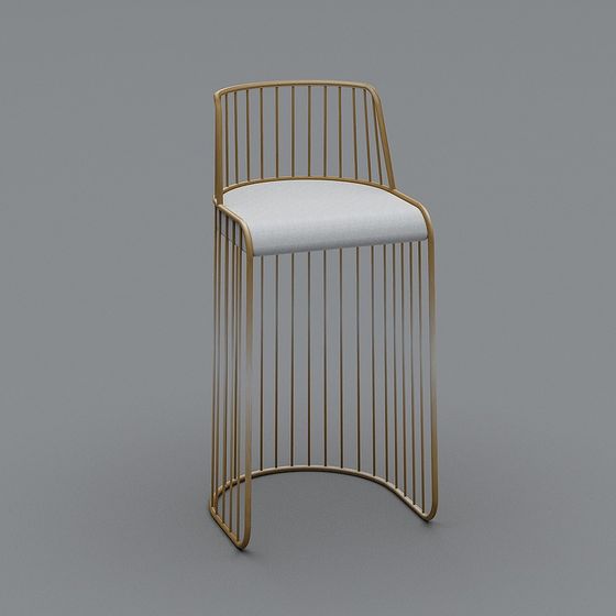 Stylish Metal Lines Bar Stool 3D model for Modern Spaces