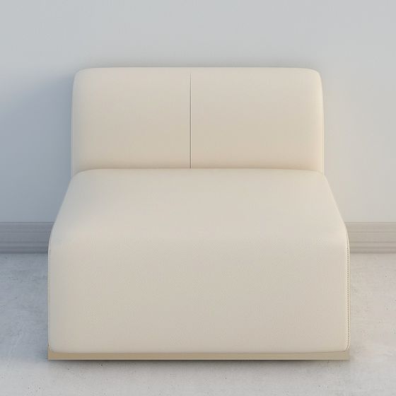 Minimalist Cream Leather Sofa 3D model