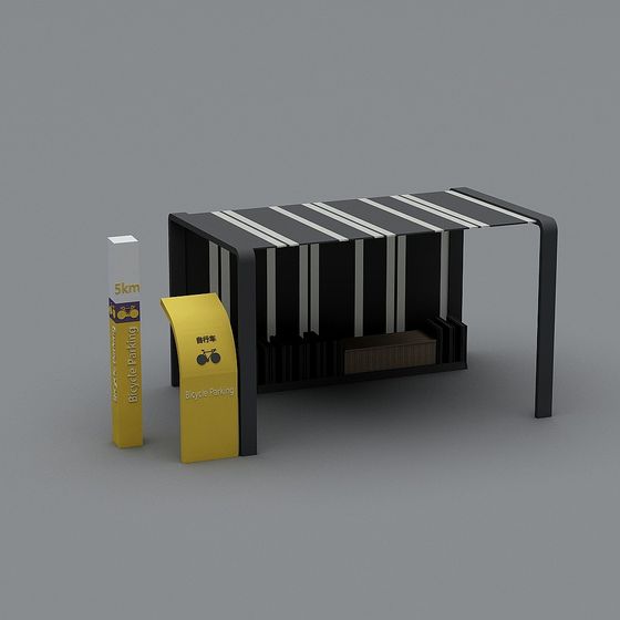 Stylish Low-Polygon Bicycle Parking Shelter 3D model