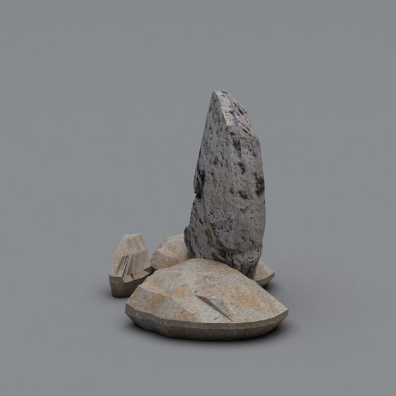 Balanced Stone 3D model in Low Poly Design