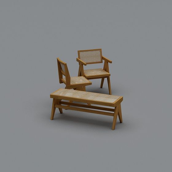 Elegant Rustic 3D Furniture Set Model