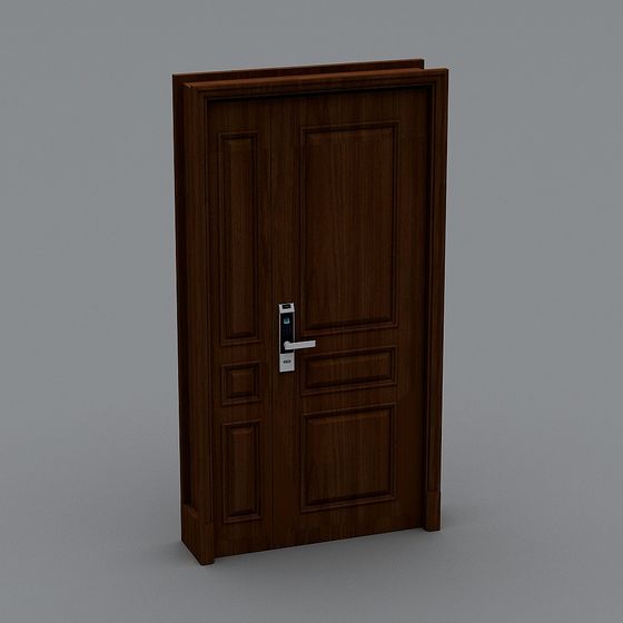 Elegant Low-Polygon Wooden Door 3D model