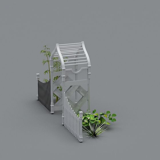 Elegant White Arch 3D Model for Tranquil Gardens