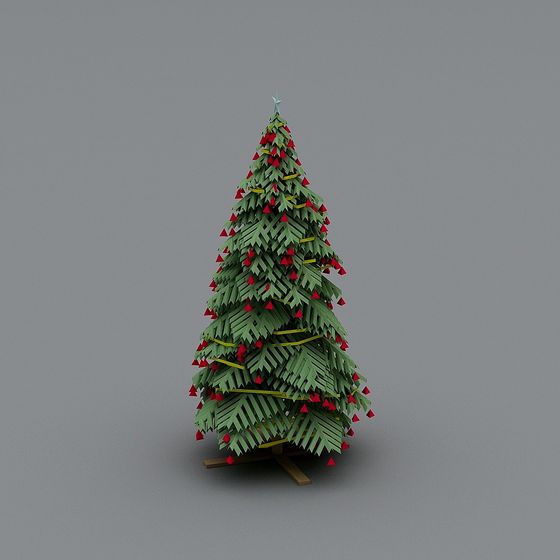 Charming Low-Polygon Christmas Tree 3D model