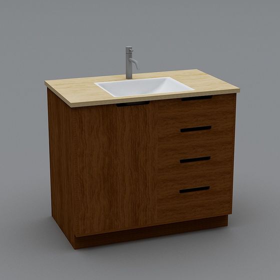 Modern Minimalist Bathroom Vanity 3D model