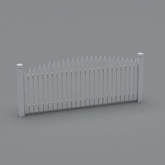 Charming Low-Polygon White Fence 3D model for Creative Projects