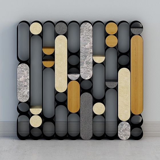 Unique Low-Polygon 3D Model with Black Cylinders