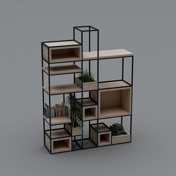 Stylish Low-Poly Bookshelf 3D model