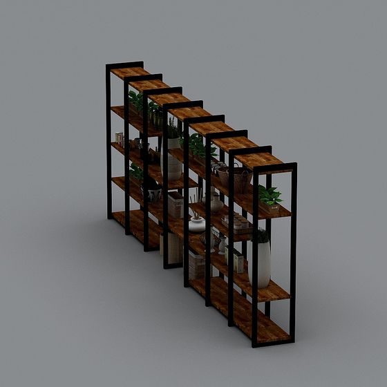 Industrial Style Bookshelf 3D model