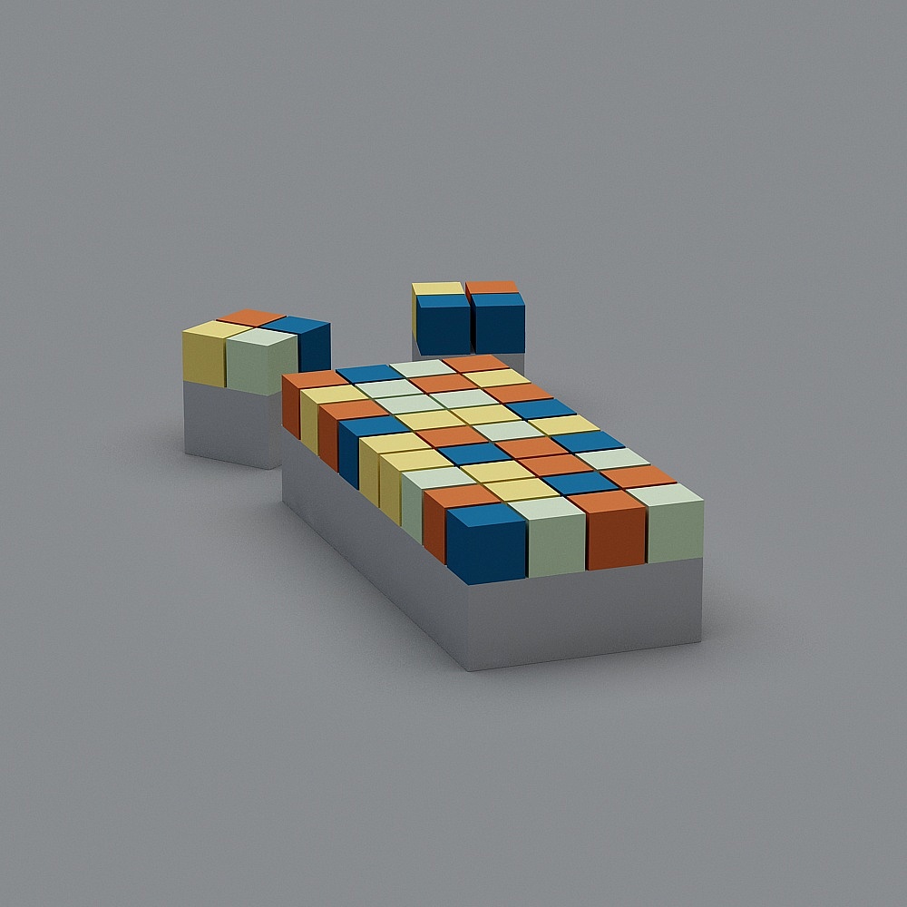 Vibrant Pixel Bed 3D model