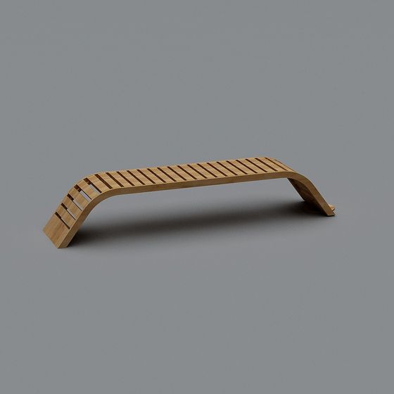 Stylish Curved Wooden Bench 3D model for Various Projects