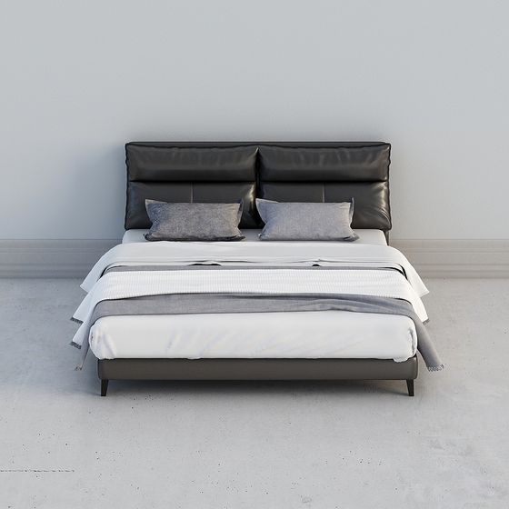 Stylish Low-Polygon Bed 3D Model for Contemporary Spaces