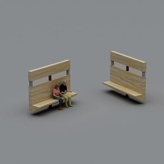 Stylish Urban Bench 3D model for Creative Spaces