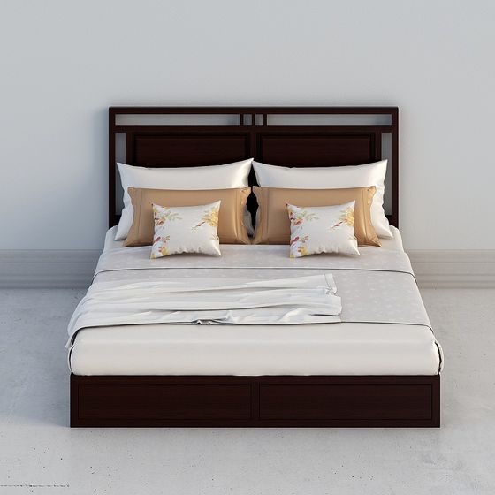 Elegant Low-Polygon Bed Frame 3D model for Modern Interiors