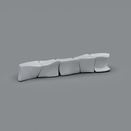 Streamlined Long Bench 3D model