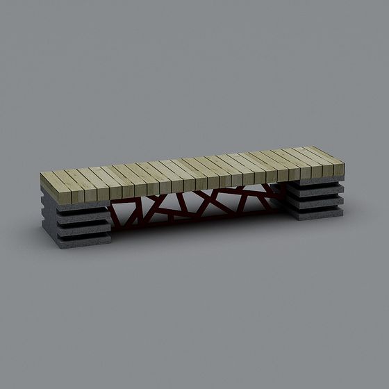 Urban Bench Low-Poly 3D Model