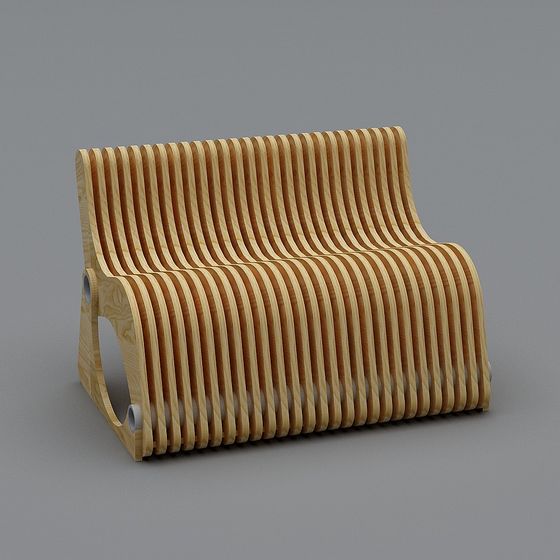 Curved Wooden Chair 3D model - Modern Design