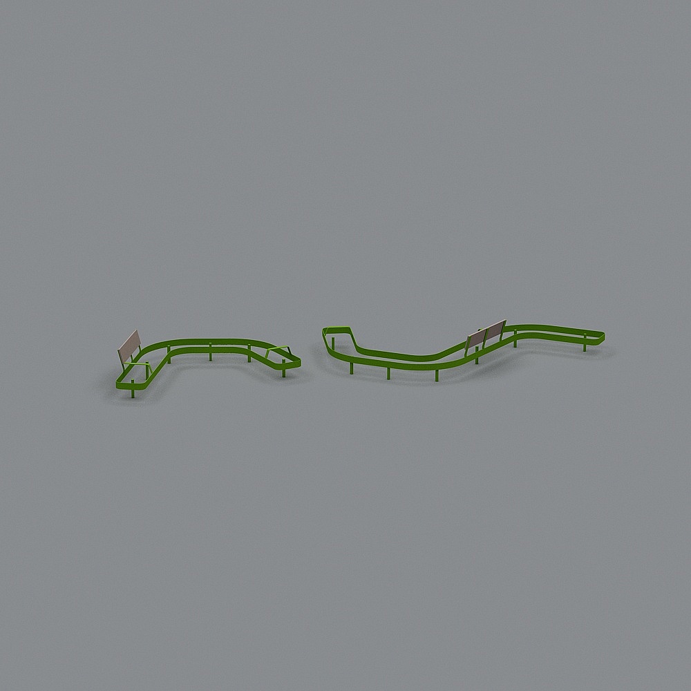 Urban Slide Green Skate Park 3D Model