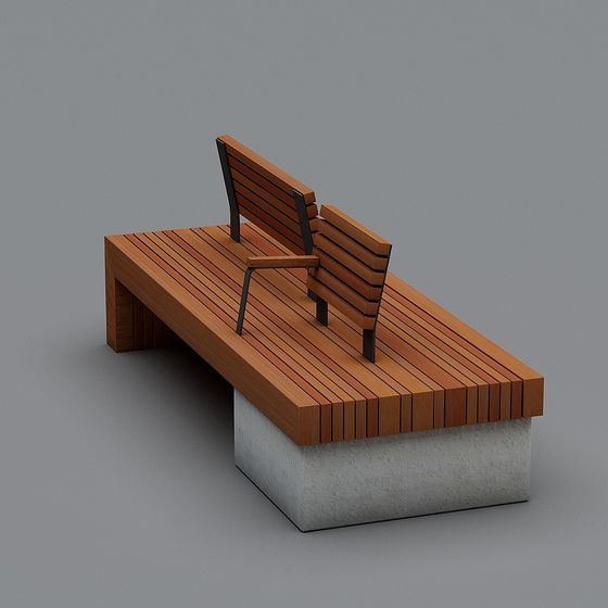 Stylish Low-Polygon Park Bench 3D model