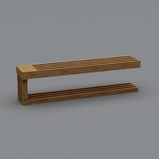 Elegant Low-Polygon Wooden Bench 3D model