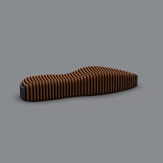 Wavy Wooden Stool 3D Model