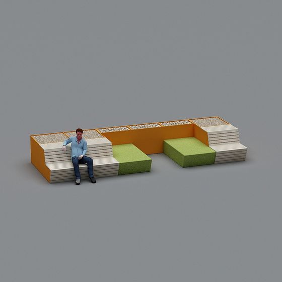 Stylish Urban Leisure Bench 3D model for Creative Projects