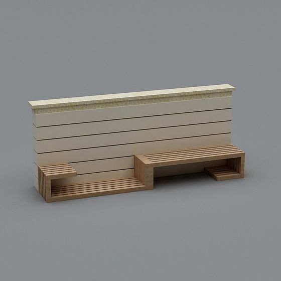 Urban Bench Wall 3D model for Creative Spaces