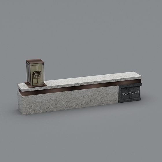 Stylish City Reception Desk Low Poly 3D Model