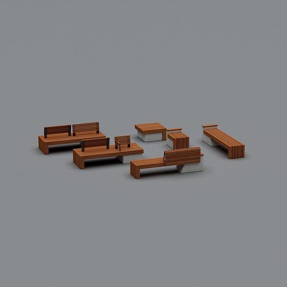 Modern Low-Poly Outdoor Seating 3D model