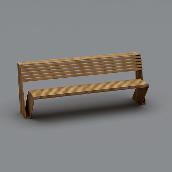 Low-Polygon Wooden Bench 3D model