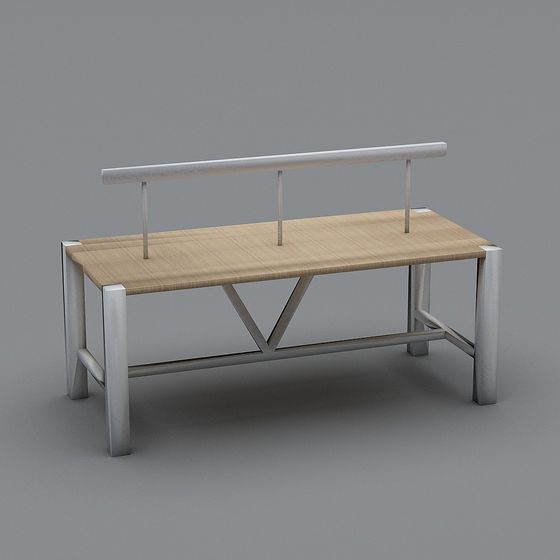 Elegant Minimalist Urban Bench 3D model