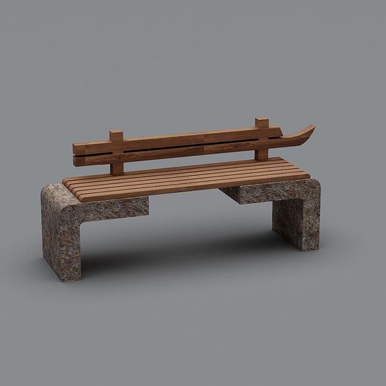 Stylish Park Bench 3D model for Outdoor Environments