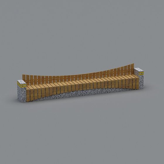 Urban Bench Low-Poly 3D model