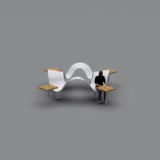 Sleek Lounge Area Low Poly 3D Model