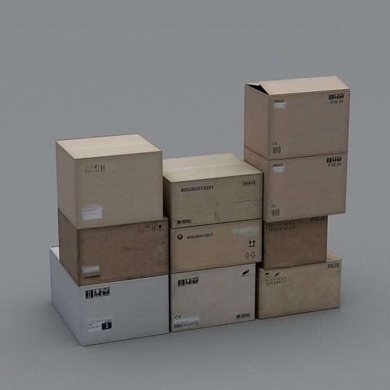 Realistic Stacked Cardboard Box 3D model for Creative Projects