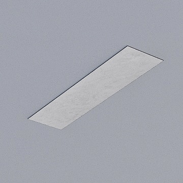 Rectangular white ceiling light fixture with matte finish on grey background