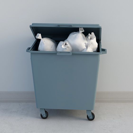 Stylish Garbage Bin 3D Model for Urban Environments