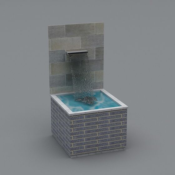 Urban Waterfall Low Poly 3D model for Designs