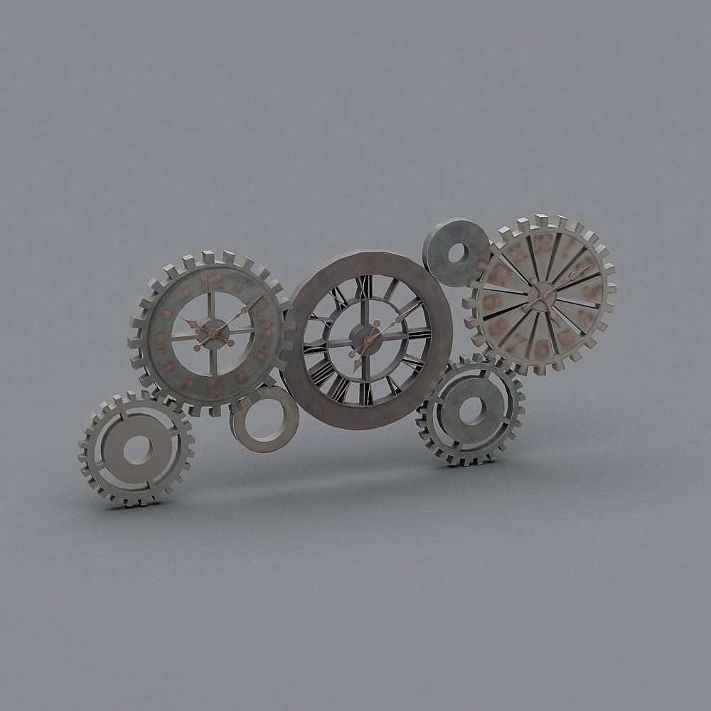 Stylish Gear Clock 3D model with Low Poly Design