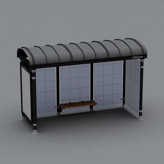 Modern Low-Poly Bus Stop 3D Model