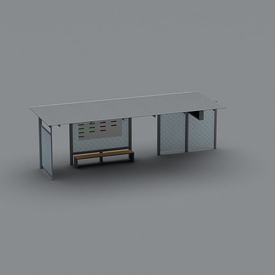 Modern Low-Poly Bus Stop 3D model