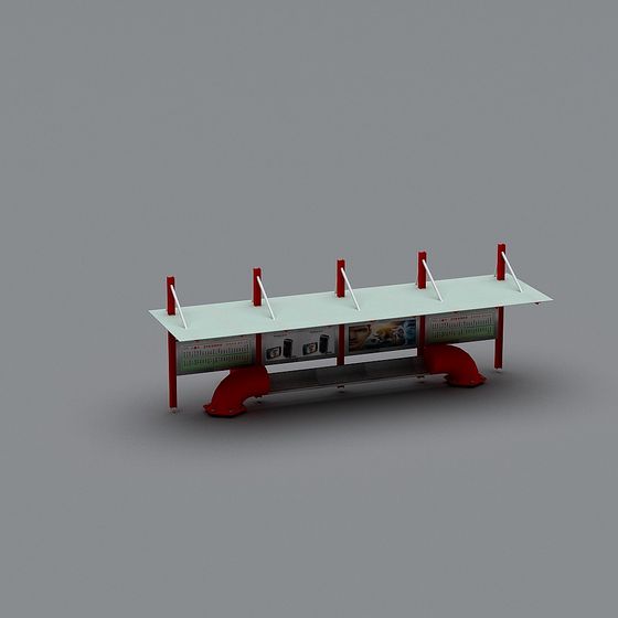 High-Detail Bus Stop 3D Model in Low-Poly Style